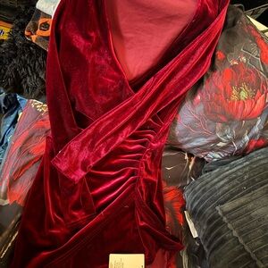 Women's Red Velvet Wrap Dress